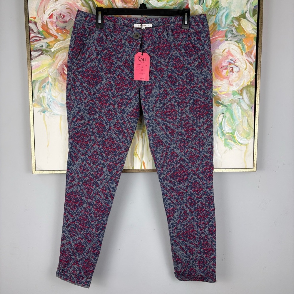 CAbi Palm Beach Crop Pants Size 8 NWT Floral Print Stretch